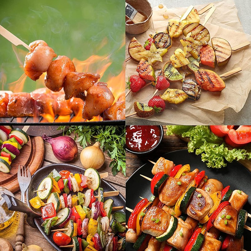 VEYLIN Barbecue Skewers,100pcs Bamboo Paddle Skewers Bamboo Sticks for BBQ