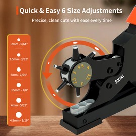 Revolving Punch Plier Kit, XOOL Leather Hole Punch Set for Belts, Watch Bands, Straps, Dog Collars, Saddles, Shoes, Fabric, DIY Home or Craft Projects, Heavy Duty Rotary Puncher, Multi Hole Sizes Make