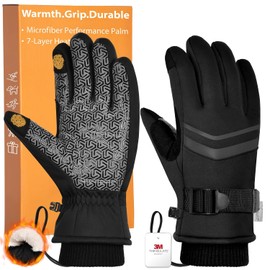 Pixel Panda 3M - Guantes de invierno para clima frío, impermeables y resistentes al viento, guantes de nieve térmicos cálidos para hombres y mujeres, visualización táctil antideslizante para esquí