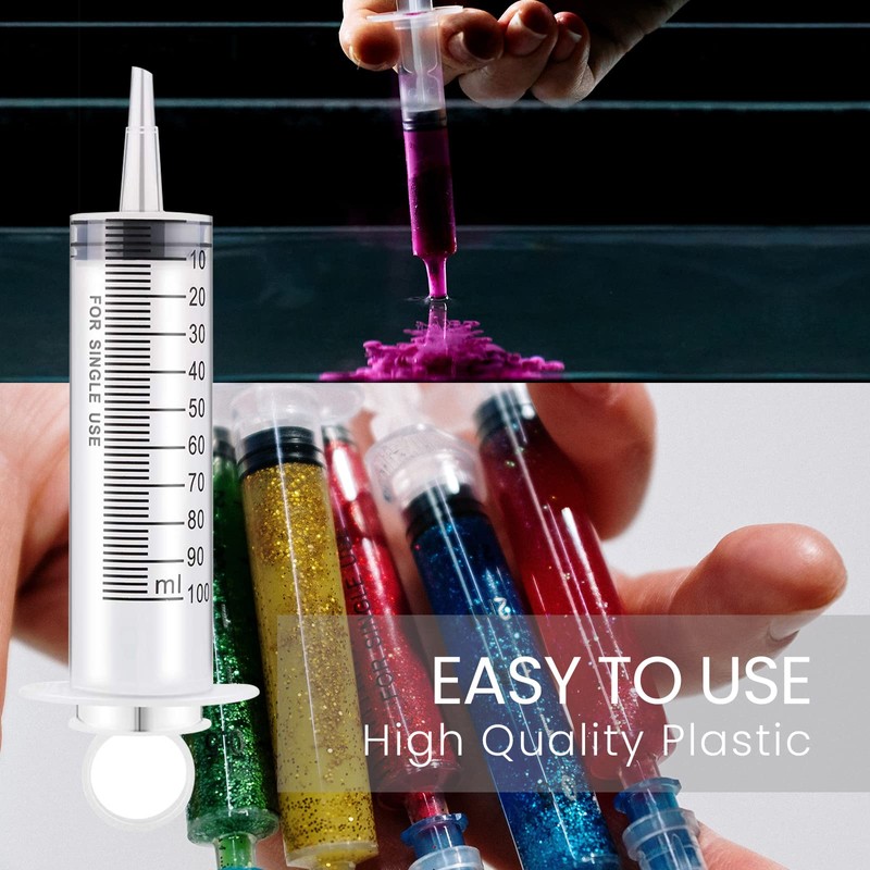 Pack of 2 Syringes, 100 ml, Plastic Syringe with Hose,