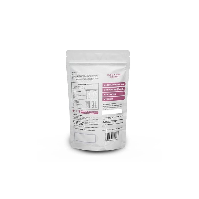 Myo Inositol Chiro Mezcla Ácido Fólico Vitamina Zinc Inulina Suplemento