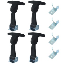 HARSKIYER 4 Pack Elastic Stainless Steel Rubber Hood Catch, Flexible T-Handle Draw Latches, Rubber Hasp with Bracket for Tool Cabinet, Vehicle Engine Hood, Locking System Accessories