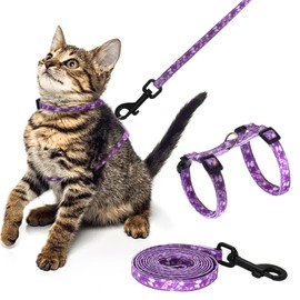 Giecooh Cotton Cat Harness and Leash Set, Escape-Proof Adjustable Soft Harness for Kitten, Small & Large Cats, Ideal for Travel & Outdoor Walking (Butterfly)