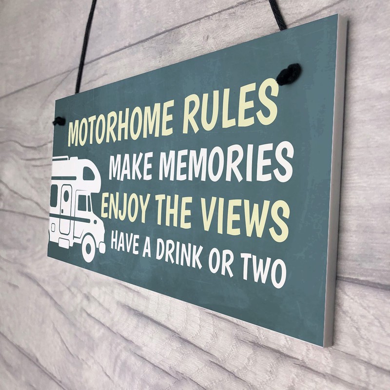 RED OCEAN Motorhome Rules Sign Hanging Door Plaque Motorhome Caravan