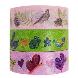 Wrapables Nature Buddies Japanese Washi Masking Tape (Set of 3), 10M L x 15mm W