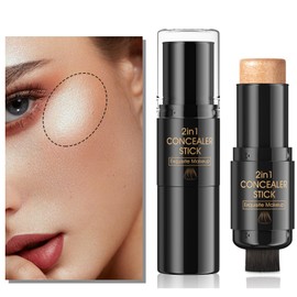 ZukQvrivelig 2 In 1 Highlighter Contour Stick with Brush, Highlighter Makeup Stick for Cheeks Eyes Lips, Long Lasting Waterproof Smooth,for All Skin Type Face