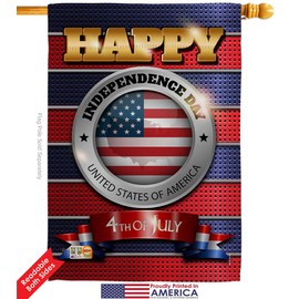 Breeze Decor Fourth of July Happy Independence Day Garden House Flags Kit Patriotic Fireworks BBQ United State American Small Decorative Gift Yard Banner Double-Sided Made in USA 28 X 40