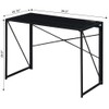 Pemberly Row Folding Desk with Charging Station in Black Metal