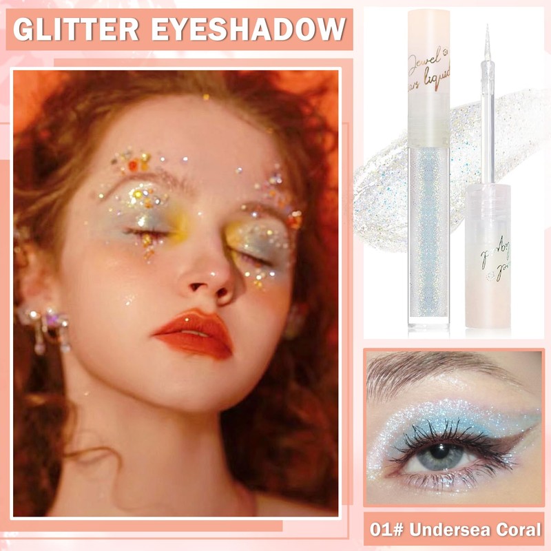 AIUEO Liquid Glitter Eyeshadow Eyeliner Korean Eye Glitter Makeup Long