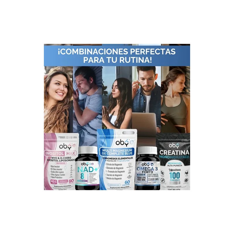 Oby Magnesio Complete 5 Tipos, Espirulina Y D3. Polvo 600g
