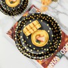 PYAILI Party Paper Plates, 50-Pack Disposable Black and Gold Plates,