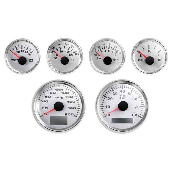 Jiabailie 6 Gauges,Gauge Set for 1 to 9-Cylinder Gasoline Engine,Vehicle