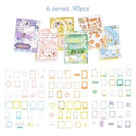 6 Packs Paper Frame Border Sticker Photo Frame Sticker Scrapbooking Sticker Self-Adhesive Paperboard Cutouts Sticker for Crafting Card Making Journaling Photo Album (Shirley)