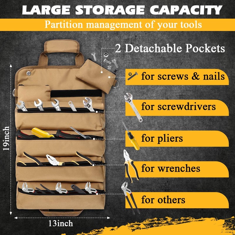 Hillban Roll up Tool Bag and Kraft Paper Box Set