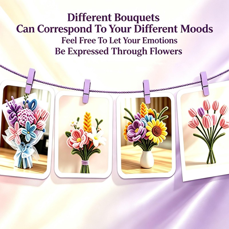 800 PCS Pipe Cleaners Flower Kit, Pipecleaner Flowers Supplies, 13