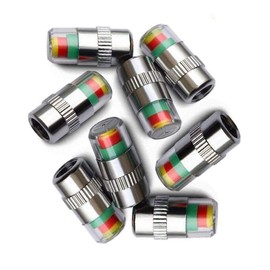 ANCLLO 4Pcs Car Tire Pressure Monitor Valve Stem Caps Sensor Indicator 3 Color Eye Alert