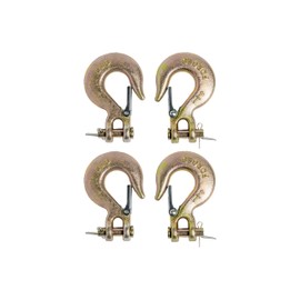 Hi-Gear Clevis Slip Hooks with Latch Safety Chain for 1/4'' Tow Chain, 2,750 LBS Working Capacity, Grade 70, ATV Quad Winch Cable Chain, Hook Tie Down for Towing, Package of 4.