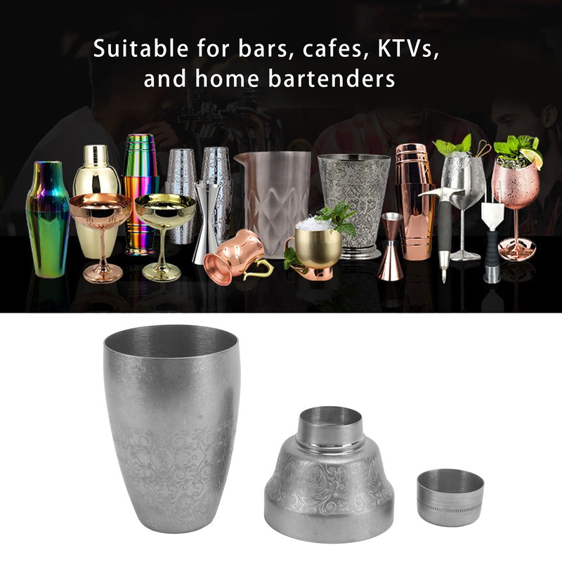 Cocktail Shaker 304 Stainless Steel Boston Shaker Mixer with Built