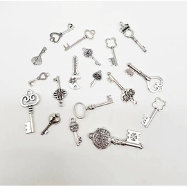 YYHDTYFY 150 Pcs Vintage Skeleton Key Set Charms DIY Silver Pendant Antique Mixed Style for Keychain Earring Necklace Bracelet Jewelry Making Wedding Party Favors
