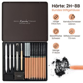 MARCO Sketch Drawing Pencil Set 19 Pieces Sketching Set Beginners Ideal for Shading for Drawing, Sketching for Artists, Adults, Teenagers (19 Pieces)