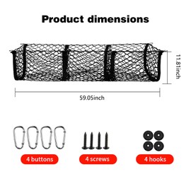NGHEY SUV Off-Road Vehicle Pickup Truck Three Pocket Luggage Compartment Cargo Storage Net Rear Trunk Car Net Pocket 59 Inch Storage Net Pocket