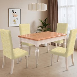 Ystyle Stretch Chair Covers, Set of 4, Chair Covers, Elastic, Removable, Washable, Universal Covers for Chairs, Chair Covers for Hotel, Banquet, Kitchen, Restaurant, Wedding Party, Beige