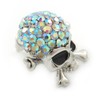 20mm L/AB Crystal Skull & Crossbones Stud Earrings/Silver Tone