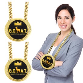 Tondiamo 2 Pcs Greatest of All Time Turnover Chain Medal 6 x 5.12 Inch Funny Goat Medal Necklace Award Gold Champ Goat Medal for Sports Award, Coworker Boss Friends Winner Gift