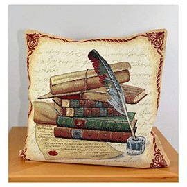 atelier alles-Spitze Attractive Tapestry Cushion Cover Books 45 x 45 cm Decorative Cushion Cover Decorative Cushion Sofa Cushion