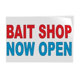 Decal Stickers Multiple Sizes Bait Shop Now Open Red Blue Industrial Vinyl Safety Sign Label Business 12x8Inches