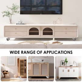 Fulasun 4Pcs L Shaped Caster Wheel Set 1/1.5/2inch Soft Rubber Side Mount Caster Wheel 90° Right Angle Furniture Swivel Caster with Brake Silent Roller Caster 10kg Load Capacity for Cabinet