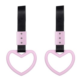 2PCS Heart-Shaped Car Handle Straps, Auto GRAP Handle Warning Pull Ring, Heart Decor for Car, SUV, Subway, Bus