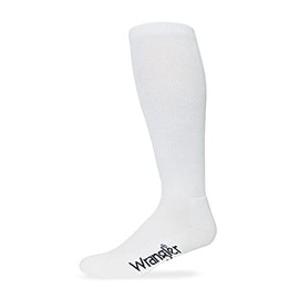 Wrangler Mens Cotton Western Tall Boot Socks 2 Pair Pack, White, X-Large