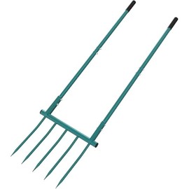 Broad Fork Garden Tool, 5 Tines 20 in Broadfork Hand Tiller, 55 inch Heigh Pitch Fork, Ergonomic U-Shaped Design, Spading Digging Fork for Gardening, Cultivating, Aerate Clay Soil for Farm