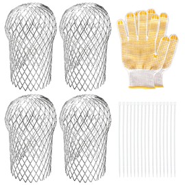 Sankoly 4 Pack Downspouts Gutter Guard Aluminum Filter Strainer Expandable Gutter Downspout Guards Gutter Downspout Protectors for Preventing Blockage from Leaves, Debris