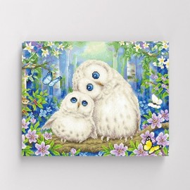 I Love Painting DIY Canvas Diamond Cross-stitch 40x50cm Owl Family of the White Night / 아이러브페인팅 DIY캔버스형 보석십자수 40x50cm 백야의 부엉이가족
