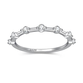 Yaresul 2.1 Carat Engagement Ring Women's 925 Sterling Silver Eternity Ring with Moissanite 1.2 Carat Round Cut Solitaire Diamond Rings Women 0.21 Carat Wedding Ring Thin VVS1 D Colour Gift for Wife,