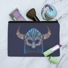 Nordic Viking Warrior Helmet with Horns Makeup Cosmetic Bag Organizer Pouch