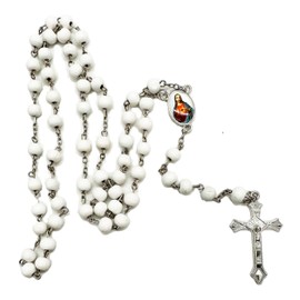 Divine Mercy Jesus Scented Rosary Party Favors for Baptism First Communion Memorial Gift Religious Event - 12 PCS (Jesus3-white)