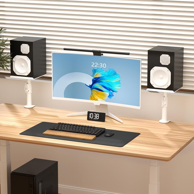 suptek Clamp-on Speaker Stand Desk Mount Set, Height Adjustment, Tilt,