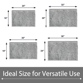 LWYYQB Chenille Bathroom Rugs Mats Carpet 30”x18”,Super Soft Absorbent Quick Dry,Non Slip Indoor Area Rug for Tub and Shower Entryway Lightweight Machine Washable for Bedroom,Kitchen-Light Grey