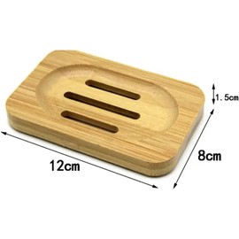 Kandid Bamboo Soap Dish - Bathroom Wooden Soap Case Holder Handmade Natural Rectangular Wood Soap Dish Holder - 11.5cm x 8.5cm - 2.2cm