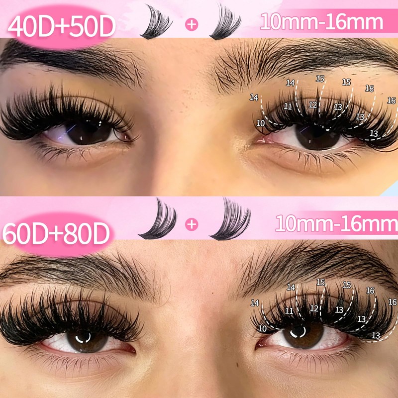 Lash Extension Kit 610Pcs Natural Fluffy DIY Individual Lashes Clusters
