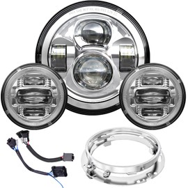 SUMHITIC New 7 inch LED Motorcycle Headlight 4.5" Fog Passing Lights Kit DOT Compatible with Harley Davidson Touring Road King Street Glide Ultra Classic Electra Glide Heritage Softail Deluxe Fatboy