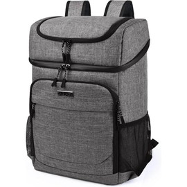 Cooler Backpack 30 Cans Lightweight Insulated Backpack Cooler Leak-Proof,Lightweight Backpack with Cooler for Lunch Picnic Hiking Camping Trips. - Color: Gray