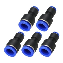 PATIKIL 1/2 x 1/4 Inches Push to Connect Fittings, 5Pcs Plastic Air Line Hose Fitting Quick Release Pneumatic Connectors Straight Union Two Way Coupler for Tube, Blue