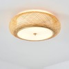Aeyee Bamboo Flush Mount Ceiling Light Handwoven Rattan Light Fixture,