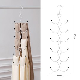 1 Pack Scarf Hanger,Scarf Organizer with 12 Hooks,Foldable Tie Hanger for Wardrobe,Space Saving Closet Organizer for Scarves,Shawl,Belt,Tie (White)