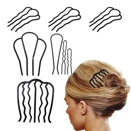 8 Pieces Metal Black Hair Side Combs Hair Fork Clip Teeth Hair Pin Stick for Updo Bun, Maker Hair Styling Tool Hair Accessories for Women and Girls