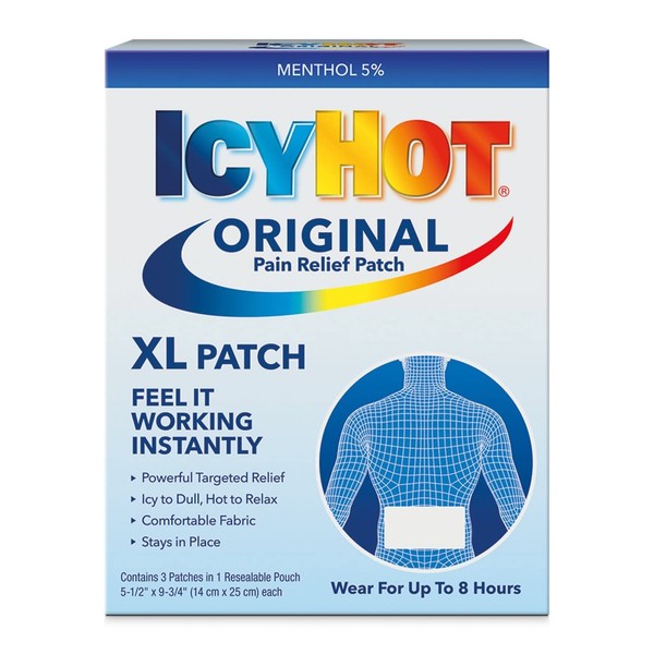 ICY HOT Medicated Patches Extra Strength Extra Large (Back) 3 Each (Pack of 10)